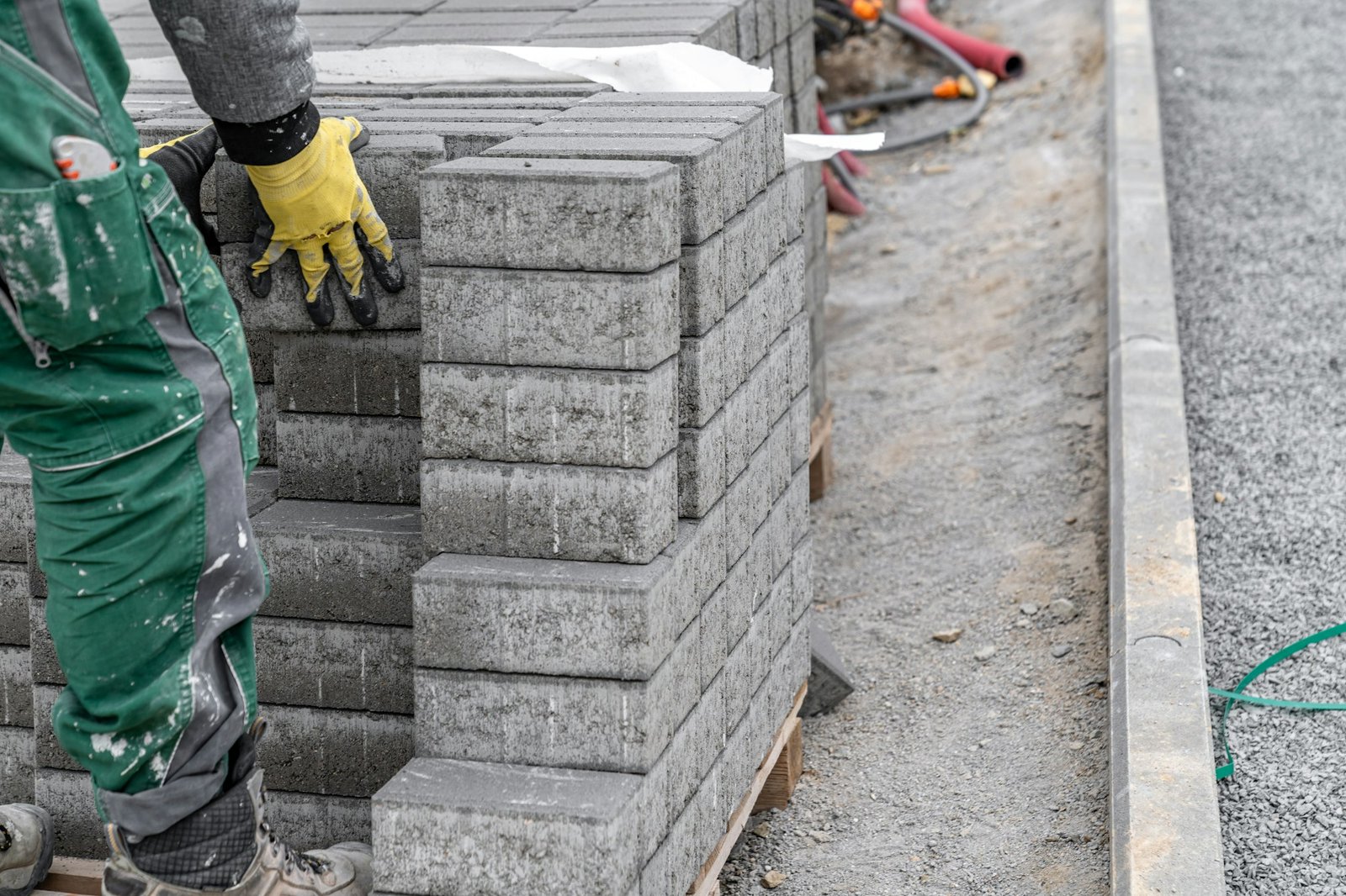 concrete blocks for the construction of sidewalks and roads