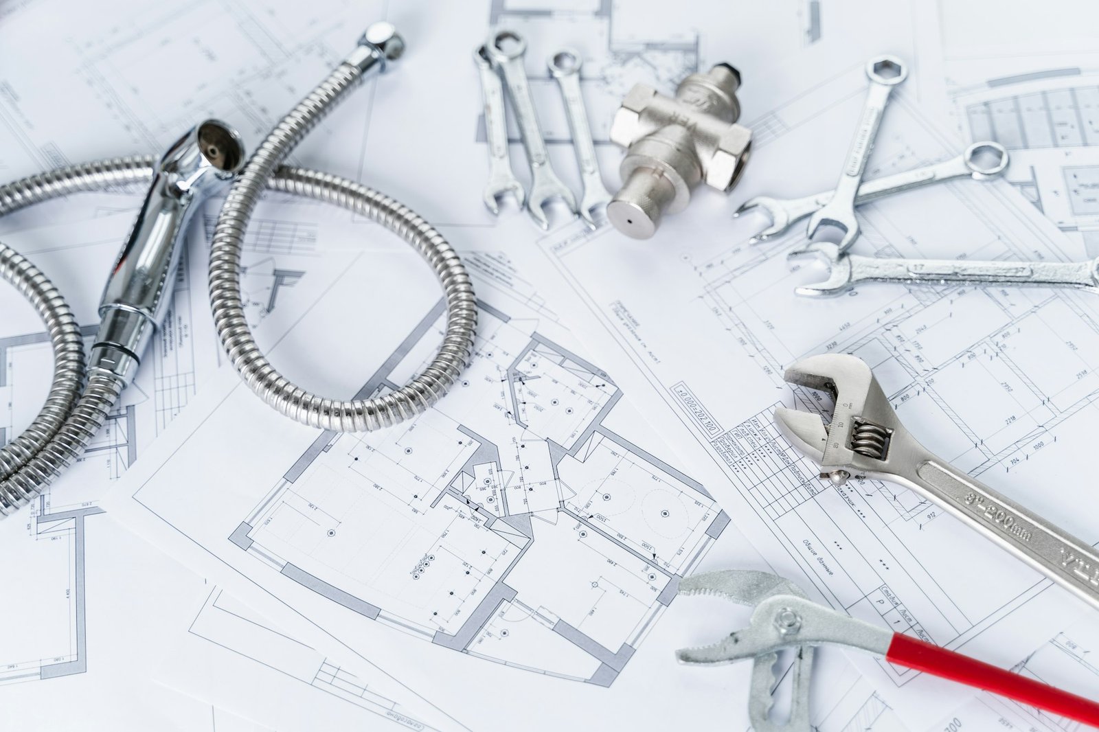 plumbing project in house drawing diagrams plan of water supply of apartment building man repairer